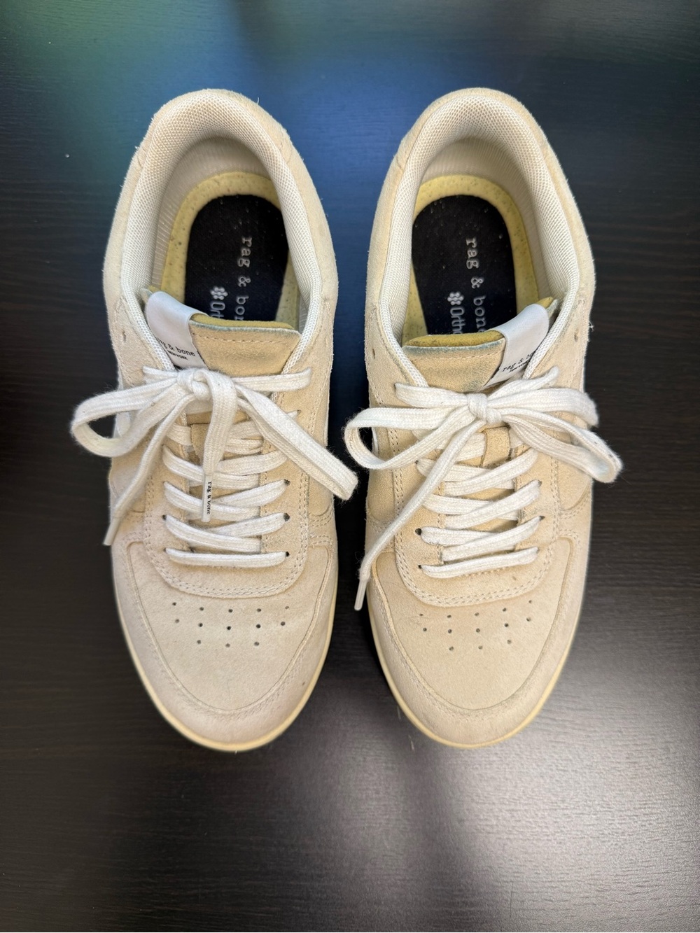 rag & bone Women's Suede Low-Top Sneakers in Cream